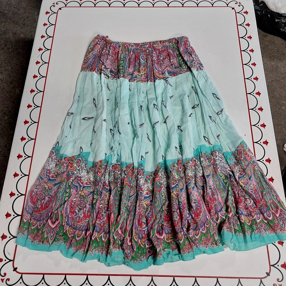 Paisley A-Line Skirt - Multicolor